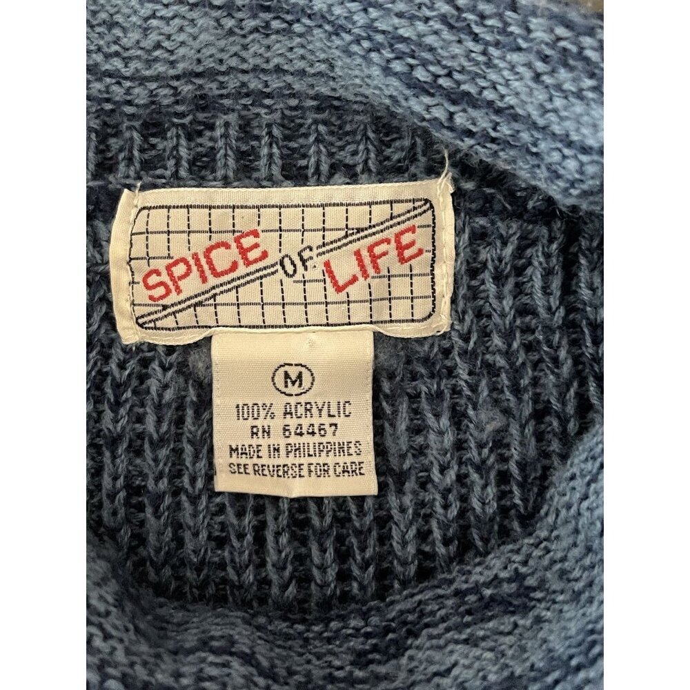 Spice of Life Womens Medium Vintage Long Sleeve Blue White Sweater Patchwork - Picture 10 of 11